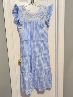 J. Marie Light Blue Gingham Maxi Dress Size L